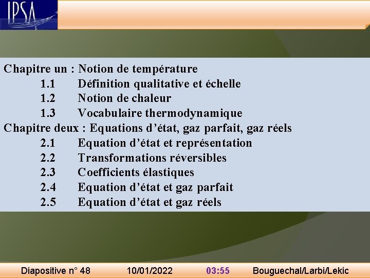 Chapitre un : Notion de température 1. 1 Définition qualitative et échelle 1. 2