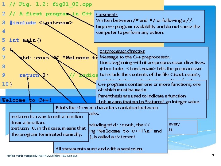 1 // Fig. 1. 2: fig 01_02. cpp 2 // A first program in