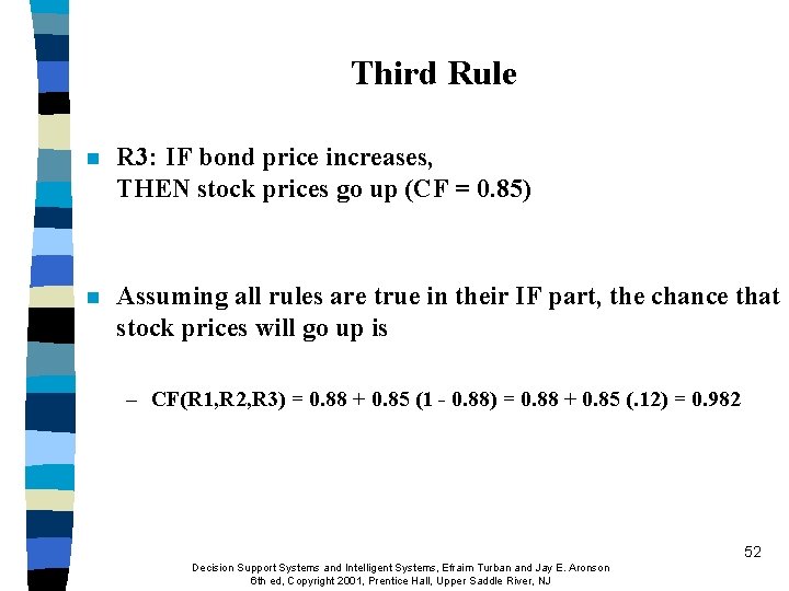 Third Rule n R 3: IF bond price increases, THEN stock prices go up Third Rule n R 3: IF bond price increases, THEN stock prices go up