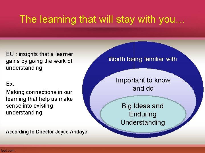 The learning that will stay with you… EU : insights that a learner gains