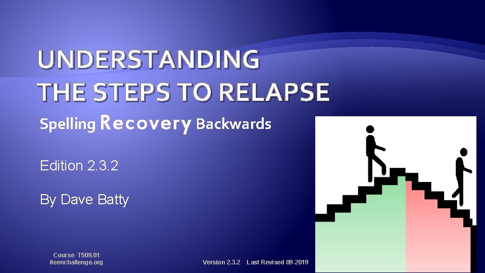 UNDERSTANDING THE STEPS TO RELAPSE Spelling Recovery Backwards Edition 2. 3. 2 By Dave