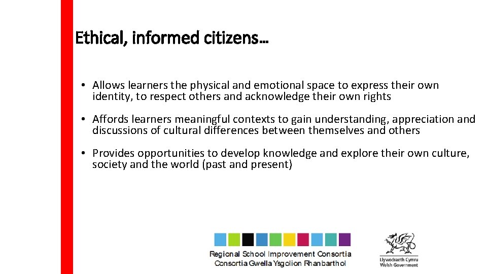 Ethical, informed citizens… • Allows learners the physical and emotional space to express their