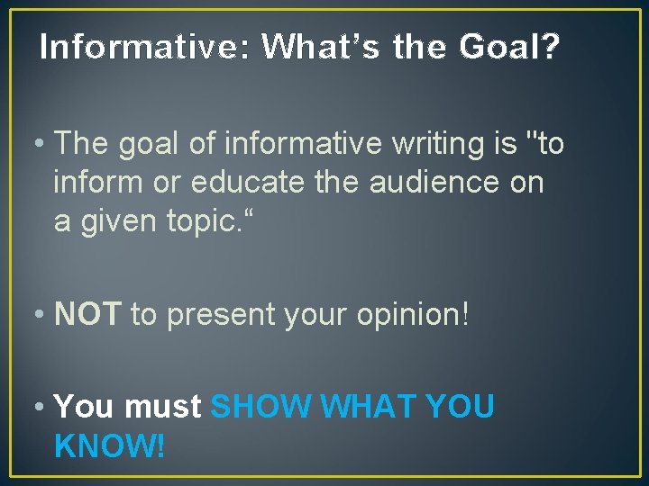 Informative Explanatory Writing Informative What is it Nonfiction