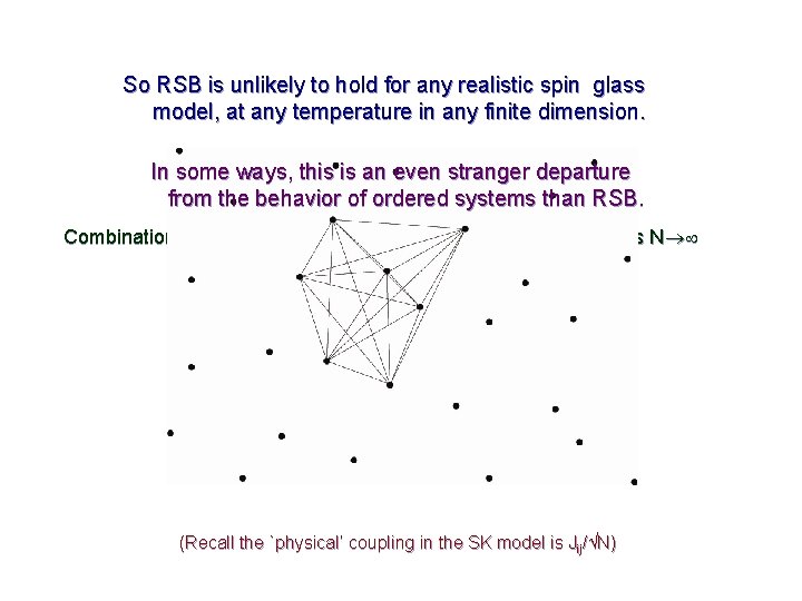 So RSB is unlikely to hold for any realistic spin glass model, at any So RSB is unlikely to hold for any realistic spin glass model, at any