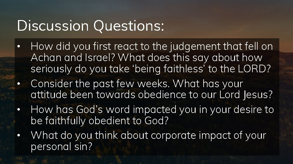 Discussion Questions: • How did you first react to the judgement that fell on