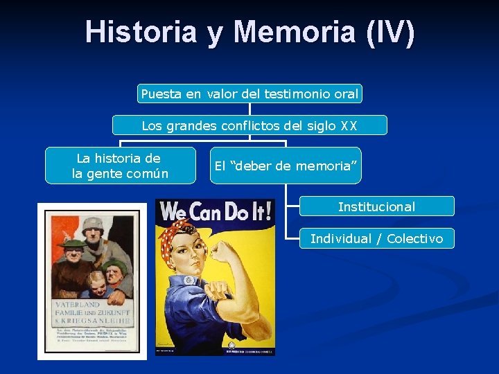 Historia y Memoria (IV) Puesta en valor del testimonio oral Los grandes conflictos del