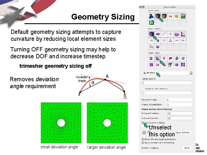 Geometry Sizing Simulation Modeling Sciences Default geometry sizing attempts to capture curvature by reducing