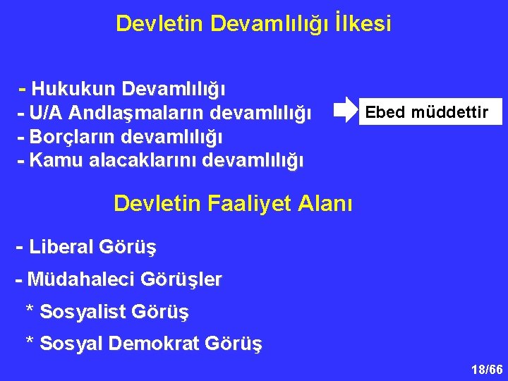 Devletin Devamlılığı İlkesi - Hukukun Devamlılığı - U/A Andlaşmaların devamlılığı - Borçların devamlılığı -