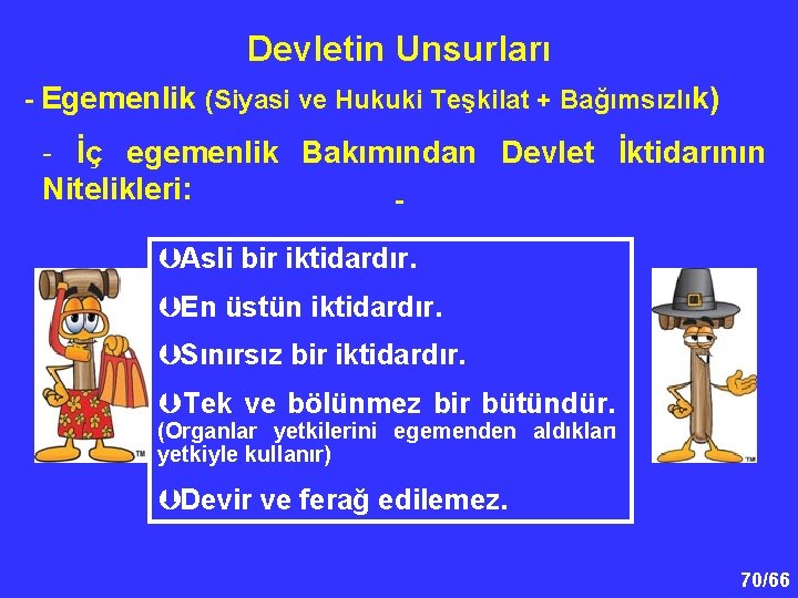 Devletin Unsurları - Egemenlik (Siyasi ve Hukuki Teşkilat + Bağımsızlık) - İç egemenlik Bakımından