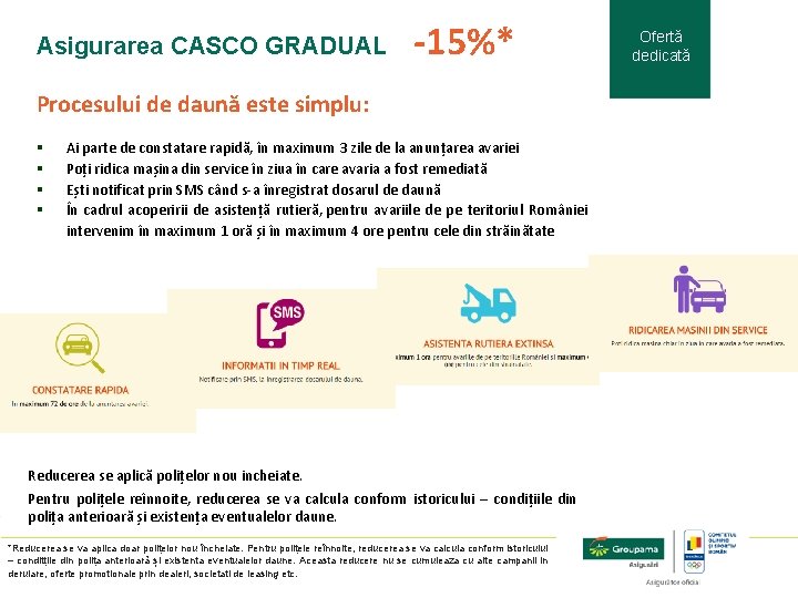 Asigurarea CASCO GRADUAL -15%* Procesului de daună este simplu: § § Ai parte de