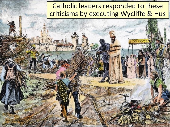 Catholic leaders responded to these criticisms. Title by executing Wycliffe & Hus ■ Text