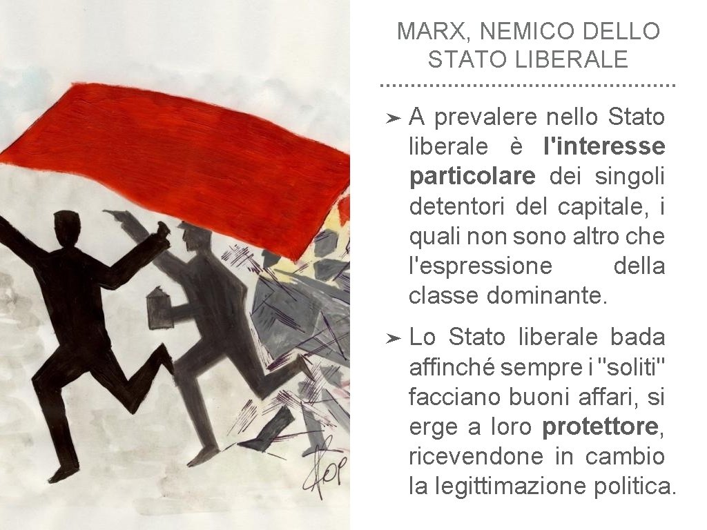 MARX, NEMICO DELLO STATO LIBERALE ➤A prevalere nello Stato liberale è l'interesse particolare dei