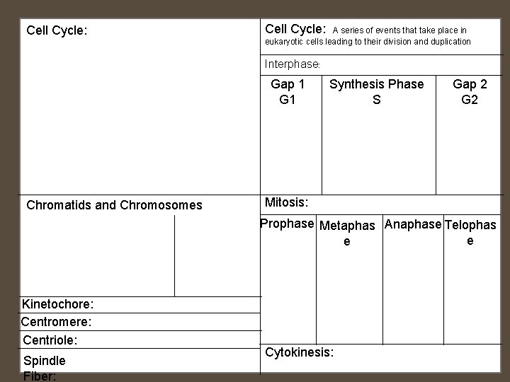Cell Cycle: A series of events that take place in eukaryotic cells leading to Cell Cycle: A series of events that take place in eukaryotic cells leading to