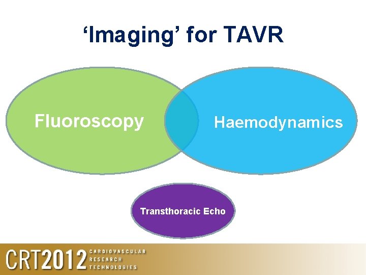 ‘Imaging’ for TAVR Fluoroscopy Haemodynamics Transthoracic Echo 