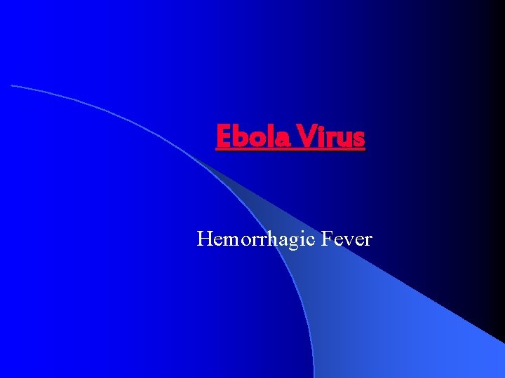 Ebola Virus Hemorrhagic Fever 