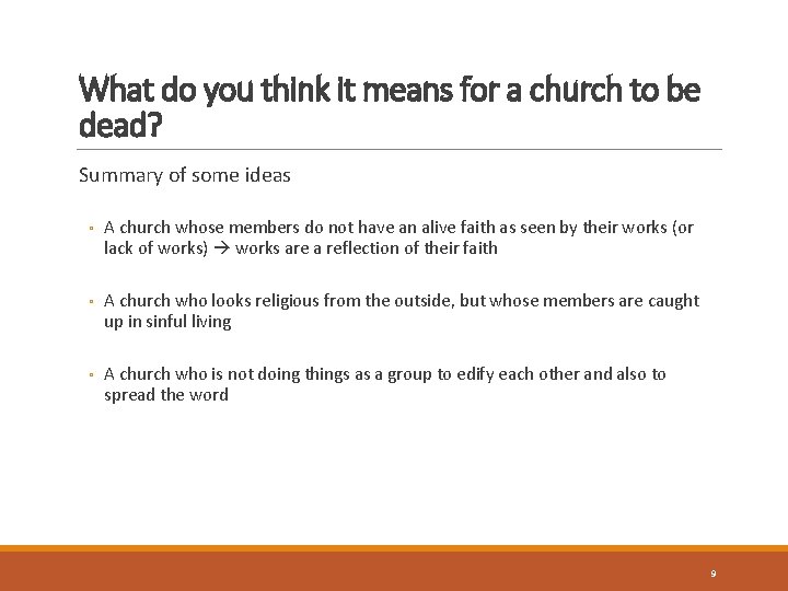 What do you think it means for a church to be dead? Summary of