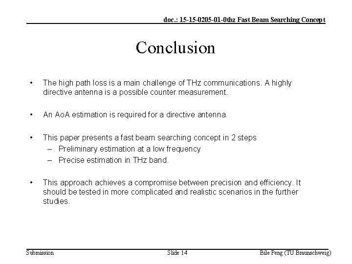 doc. : 15 -15 -0205 -01 -0 thz Fast Beam Searching Concept Conclusion •