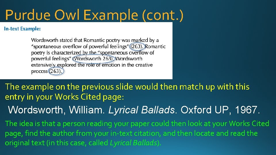 Purdue Owl Example (cont. ) The example on the previous slide would then match