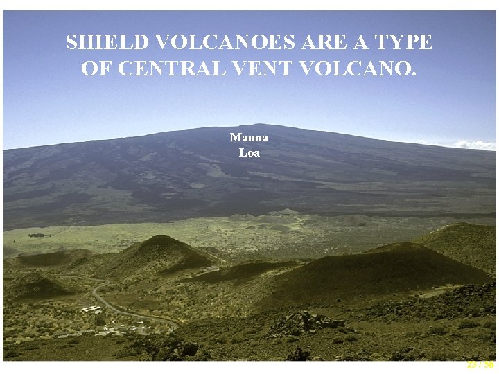 SHIELD VOLCANOES ARE A TYPE OF CENTRAL VENT VOLCANO. Mauna Loa 23 / 56