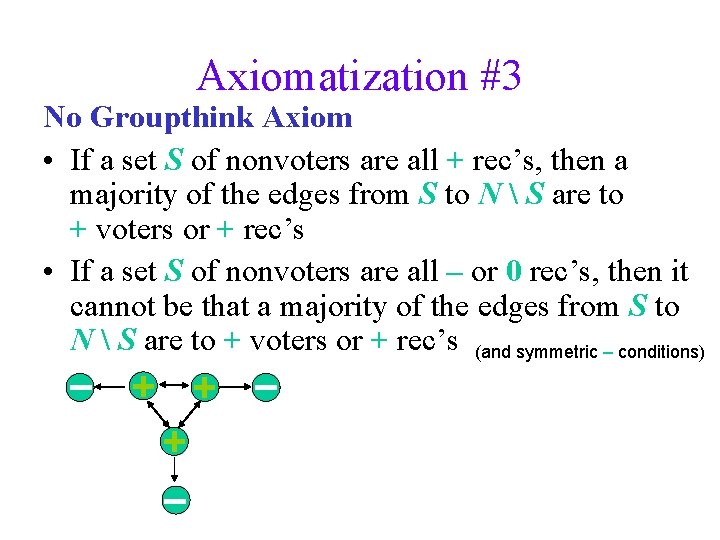 Axiomatization #3 No Groupthink Axiom • If a set S of nonvoters are all