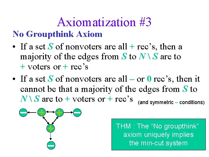 Axiomatization #3 No Groupthink Axiom • If a set S of nonvoters are all