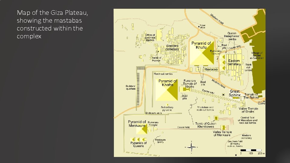 Map of the Giza Plateau, showing the mastabas constructed within the complex 