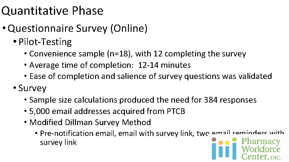 Quantitative Phase • Questionnaire Survey (Online) • Pilot-Testing • Convenience sample (n=18), with 12