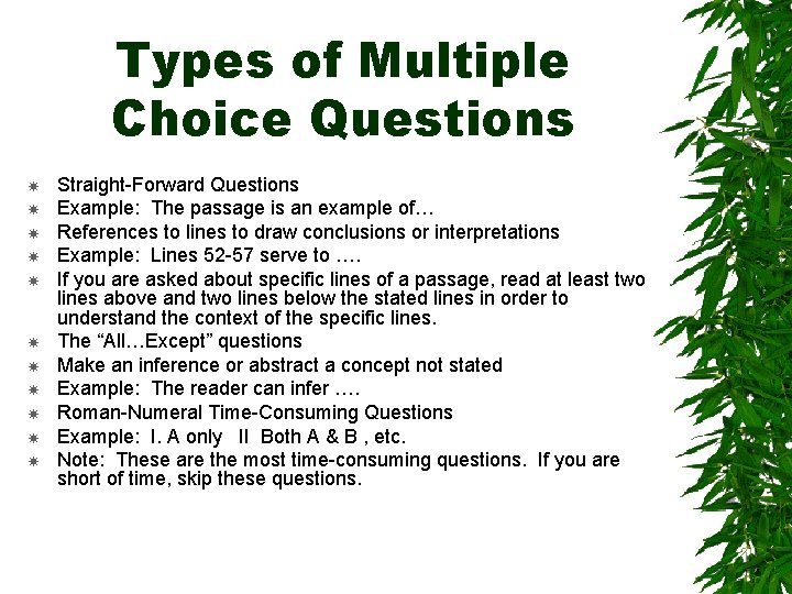 Multichoice Questions Examples Lastminute Tips Exam Format Exam is 3 hours