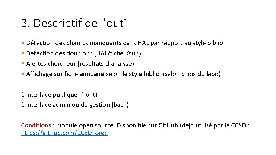 3. Descriptif de l’outil § Détection des champs manquants dans HAL par rapport au