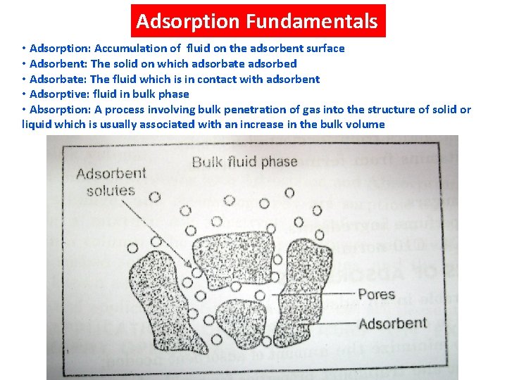 Adsorption Fundamentals • Adsorption: Accumulation of fluid on the adsorbent surface • Adsorbent: The