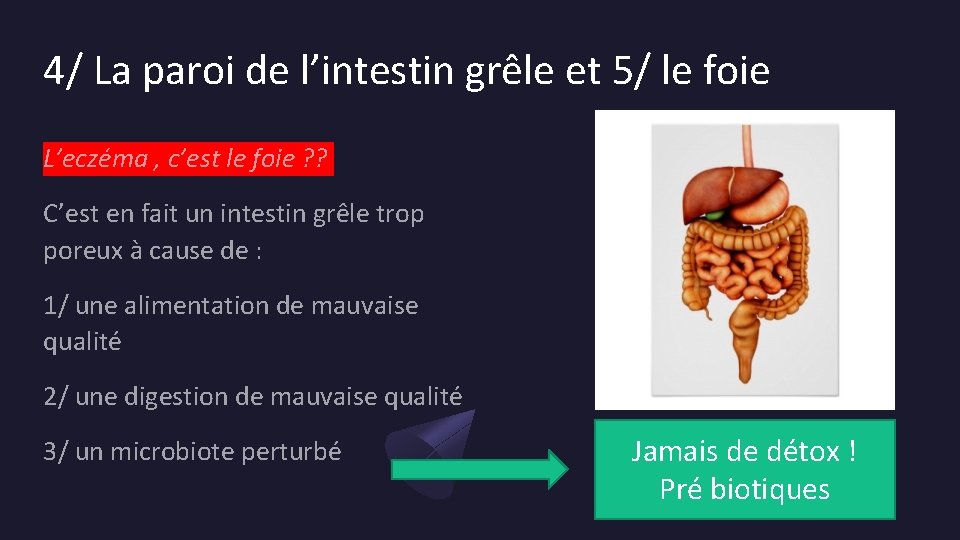 4/ La paroi de l’intestin grêle et 5/ le foie L’eczéma , c’est le