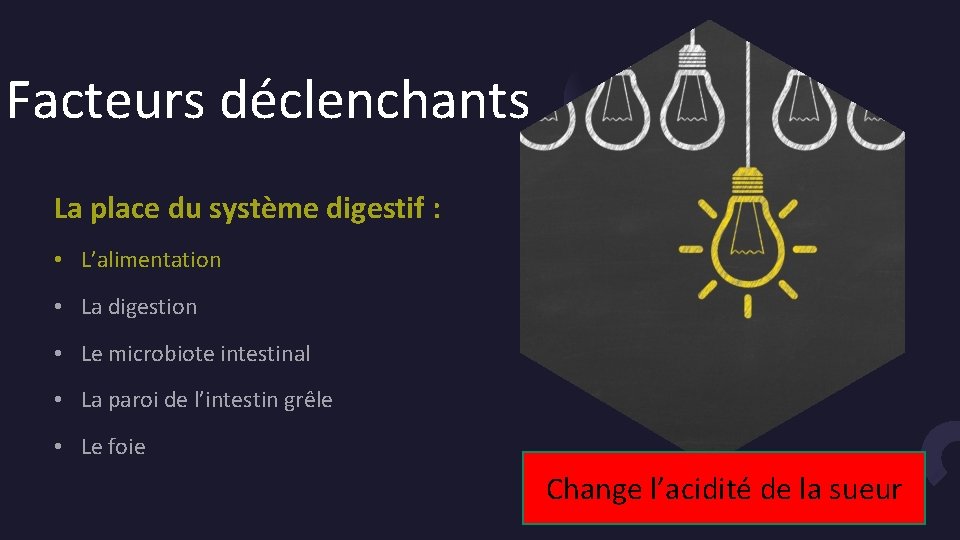 Facteurs déclenchants La place du système digestif : • L’alimentation • La digestion •