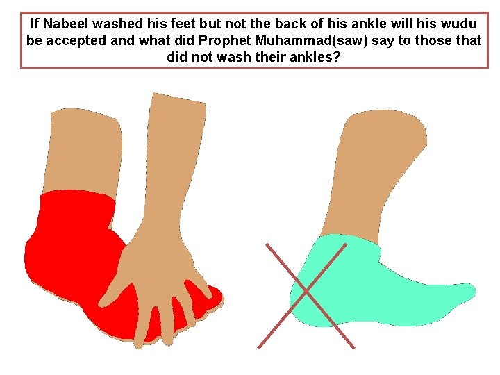 If Nabeel washed his feet but not the back of his ankle will his