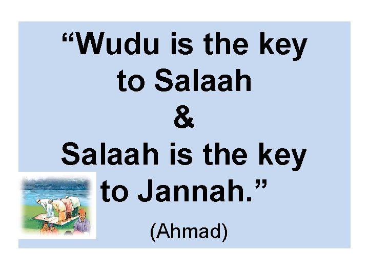 “Wudu is the key to Salaah & Salaah is the key to Jannah. ”