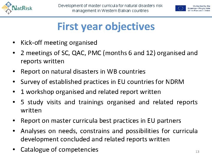 Development of master curricula for natural disasters risk management in Western Balkan countries First