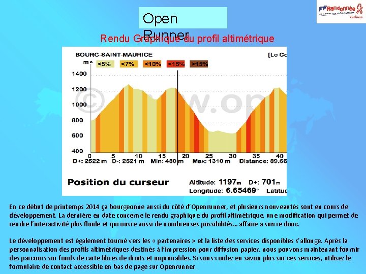 Open Runnerdu profil altimétrique Rendu Graphique En ce début de printemps 2014 ça bourgeonne