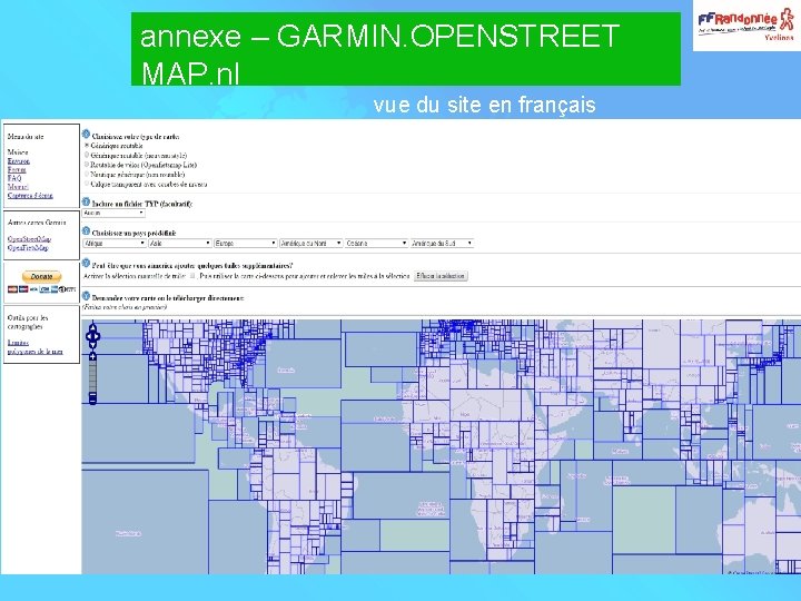 annexe – GARMIN. OPENSTREET MAP. nl vue du site en français 