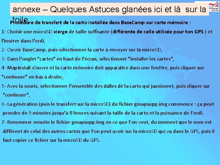 annexe – Quelques Astuces glanées ici et là sur la toile de transfert de