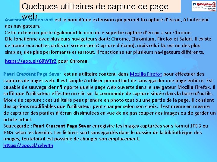 Quelques utilitaires de capture de page web Awesome Screenshot est le nom d’une extension