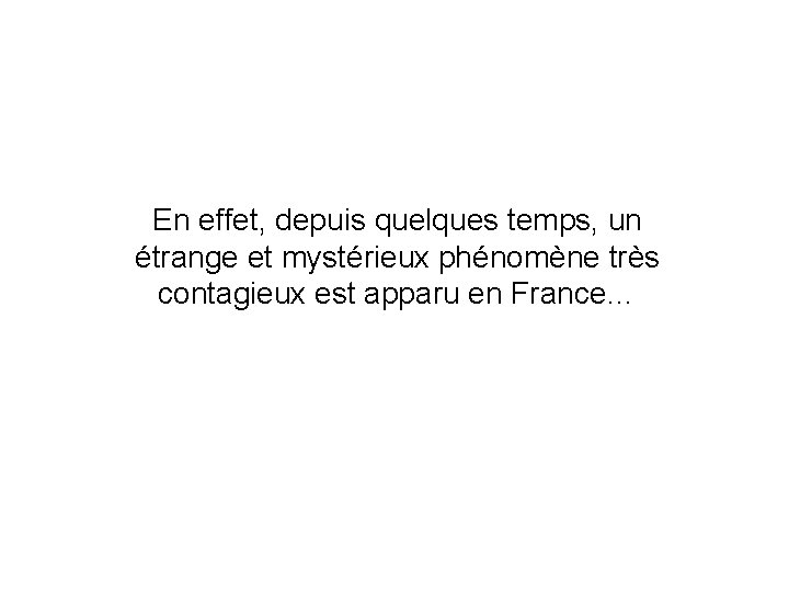 En effet, depuis quelques temps, un étrange et mystérieux phénomène très contagieux est apparu