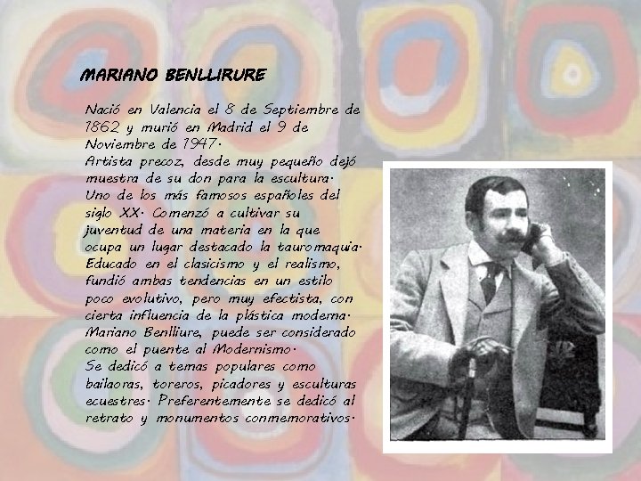 MARIANO BENLLIRURE Nació en Valencia el 8 de Septiembre de 1862 y murió en