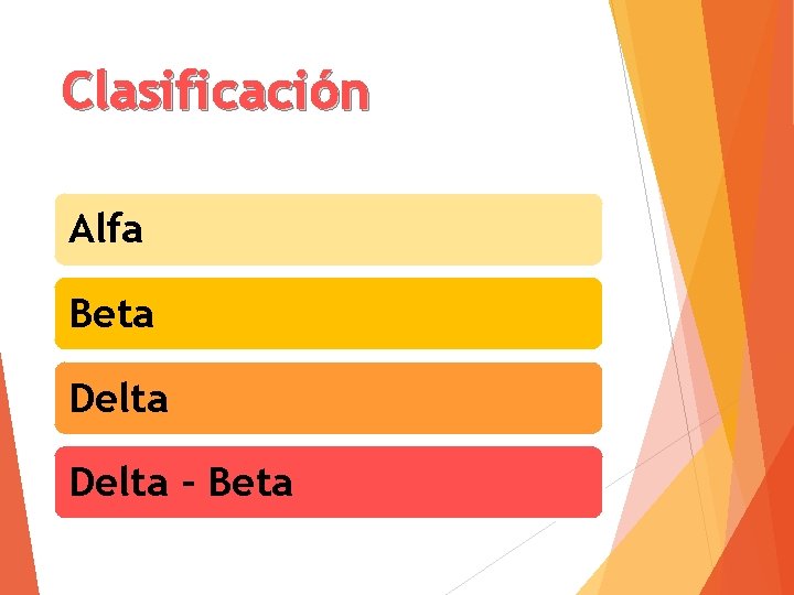 Clasificación Alfa Beta Delta - Beta 