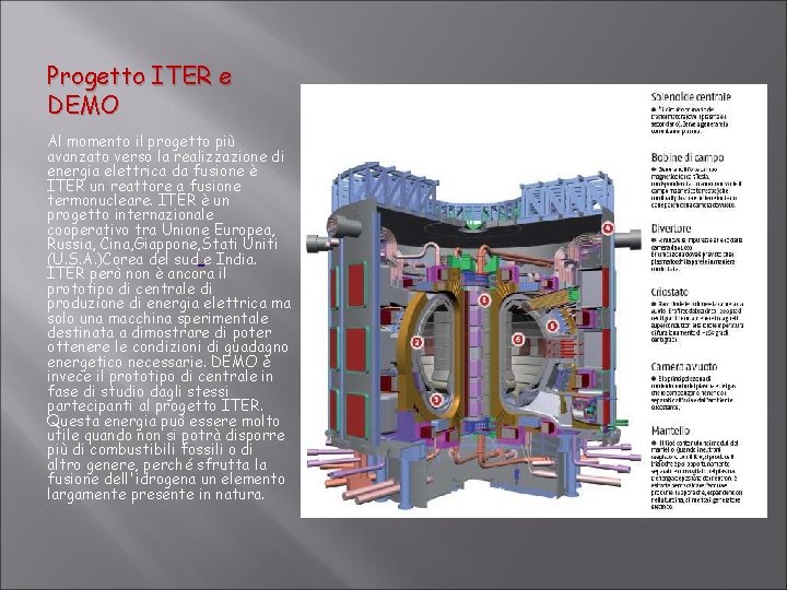 Progetto ITER e DEMO Al momento il progetto più avanzato verso la realizzazione di