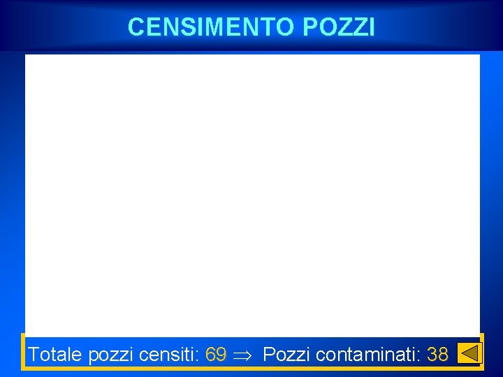 CENSIMENTO POZZI Totale pozzi censiti: 69 Pozzi contaminati: 38 