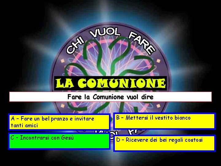 Fare la Comunione vuol dire A – Fare un bel pranzo e invitare tanti