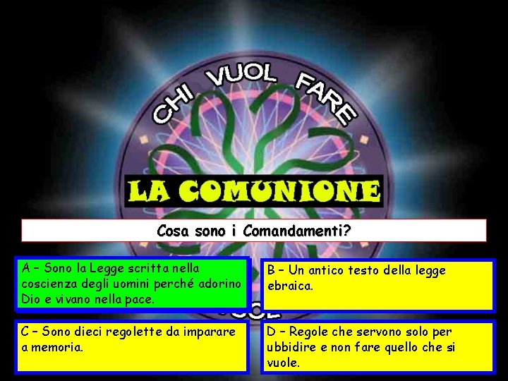 Cosa sono i Comandamenti? A A –– Sono la la Legge scritta nella coscienza