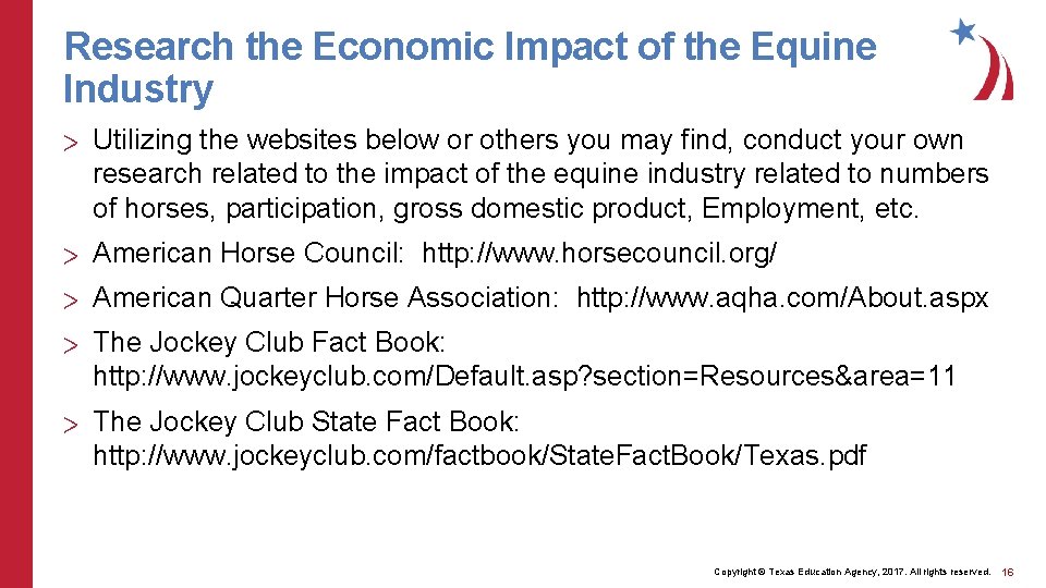 Importance of the Equine Industry Equine Science Copyright