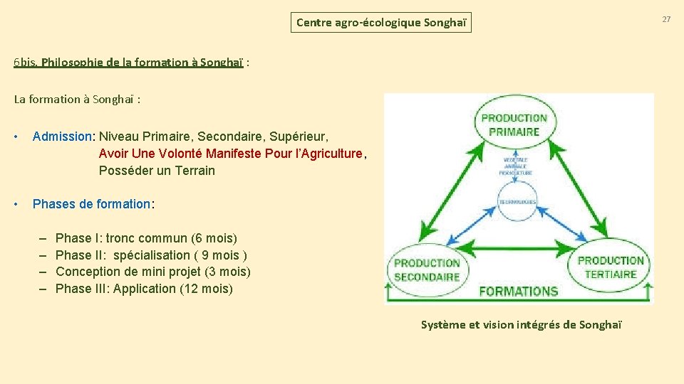 Centre agro-écologique Songhaï 6 bis. Philosophie de la formation à Songhaï : La formation Centre agro-écologique Songhaï 6 bis. Philosophie de la formation à Songhaï : La formation