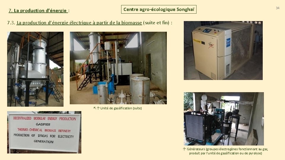 7. La production d’énergie : Centre agro-écologique Songhaï 7. 3. La production d’énergie électrique 7. La production d’énergie : Centre agro-écologique Songhaï 7. 3. La production d’énergie électrique