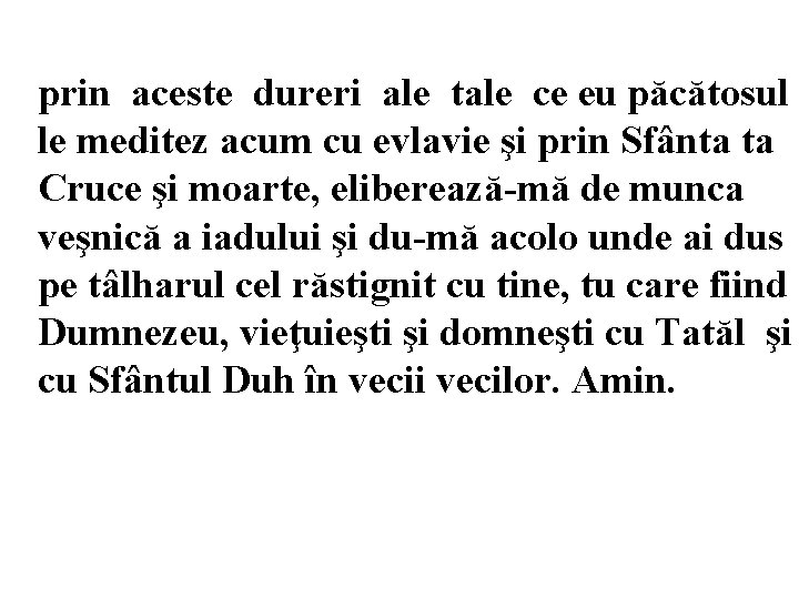 prin aceste dureri ale tale ce eu păcătosul le meditez acum cu evlavie şi